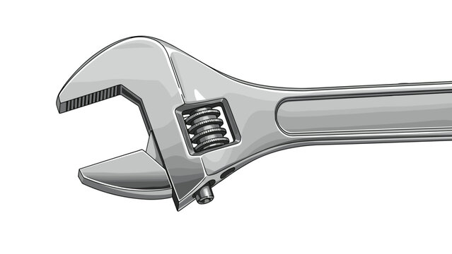Adjustable Wrench Illustration, Silver Metal Tool for Repair, Construction, and DIY Projects - Isolated on transparent background - Detailed Vector Graphic