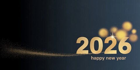 A 3d vector illustration for a new year 2026 business celebration card featuring a happy holiday greeting sign with black text on a light background