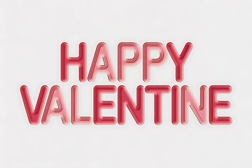 Happy Valentine 3D layered papercut typography with romantic pink and red paper art style.