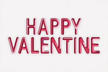 Happy Valentine 3D layered papercut typography with romantic pink and red paper art style.