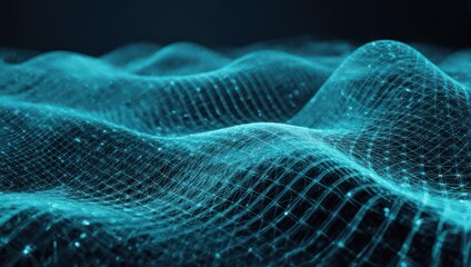 Abstract Blue Grid - Data Visualization and Network Connection.