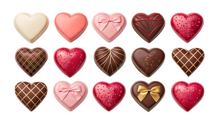 Obraz premium Assorted heart shaped chocolates on black background for Valentine's Day