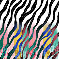 Zebra texture with colorful motion blur effects leopard texture, animal print.