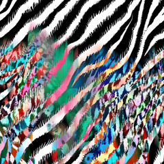 Zebra texture with colorful motion blur effects leopard texture, animal print.