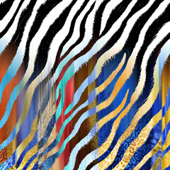 Zebra texture with colorful motion blur effects leopard texture, animal print.