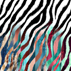 Zebra texture with colorful motion blur effects leopard texture, animal print.