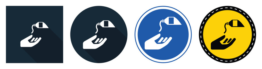 Hand Holding a Bottle with Liquid in Various Background Colors