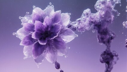 Fototapeta premium Abstract Purple Flower Blooming with Wisps of Smoke.