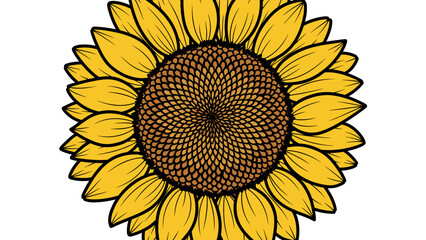 Illustration of a Sunflower with Yellow Petals.