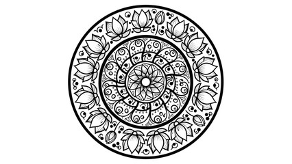 Intricate Black and White Mandala Design.
