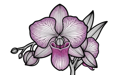 Orchid Flower Illustration with Pink Petals.