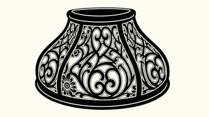 Ornate Black and White Vase Illustration.