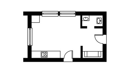 Simple Black and White Floor Plan.