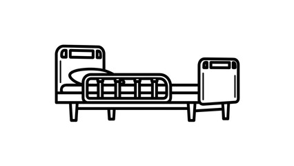 Simple Line Drawing of Hospital Bed.