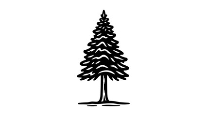Simple Black Silhouette of Pine Tree.