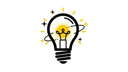 Simple Line Art Light Bulb Illustration.