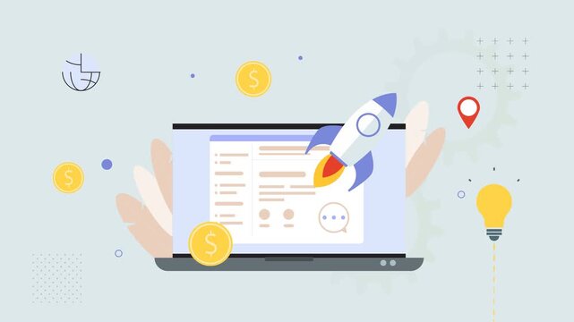 Idea Startup -  Transforming a concept to Viable Business - Animated Illustration as MP4 File