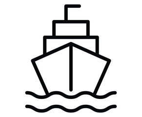 Obraz premium Outline of a Ship Sailing on Waves in Minimalist Black and White Design