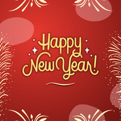 Fototapeta premium Happy New Year Greeting Red Color Design 