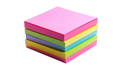 A stack of colorful sticky notes isolated on a black background.