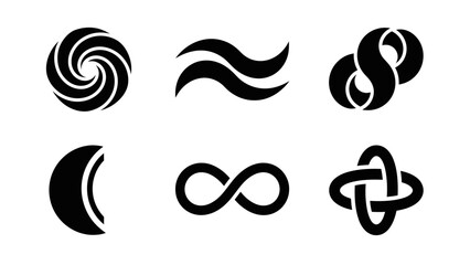 Obraz premium Abstract graphic elements diverse black and white shapes isolated