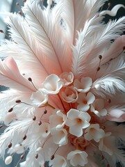 A bouquet of feathers and flowers.