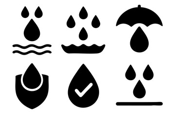 Different waterproof silhouette icons set simple design