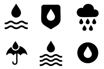 Different waterproof silhouette icons set simple design