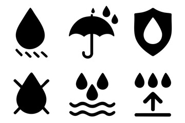 Different waterproof silhouette icons set simple design