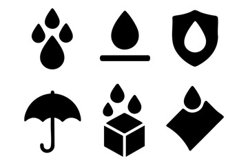 Different waterproof silhouette icons set simple design