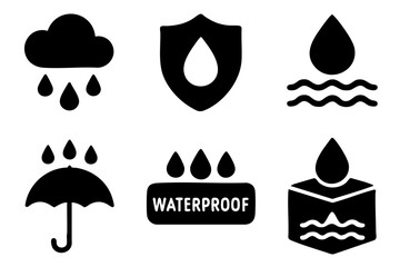 Different waterproof silhouette icons set simple design