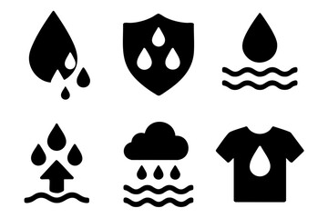 Different waterproof silhouette icons set simple design