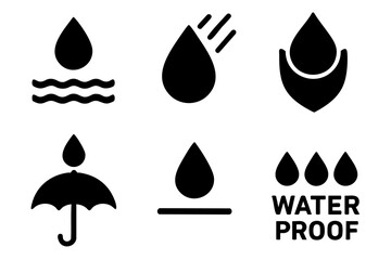 Different waterproof silhouette icons set simple design