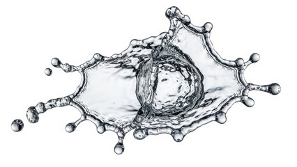 Dynamic Water Splash with Droplets and Sphere