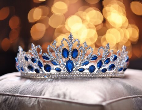 elegant blue sapphire jewelry tiara luxurious decor piece for royal wedding symbol of classic beauty and grace
