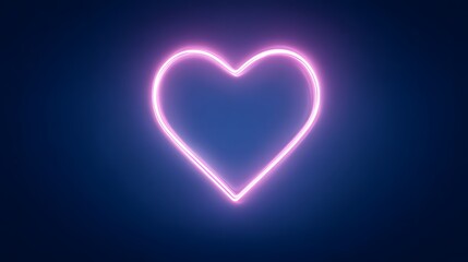 Neon Heart Shape with Bright Glowing Pink Light on Dark Background