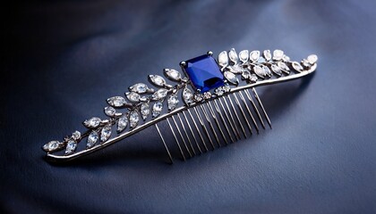elegant sapphire hair comb beautiful bridal jewelry accessory classic and feminine decor piece for special occasion