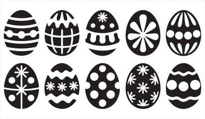 Decorative Easter egg silhouette collection with floral and geometric motifs