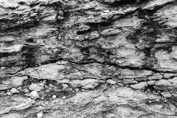 Rugged Rock Texture in Monochrome Showing Rough Geological Erosion and Natural Form