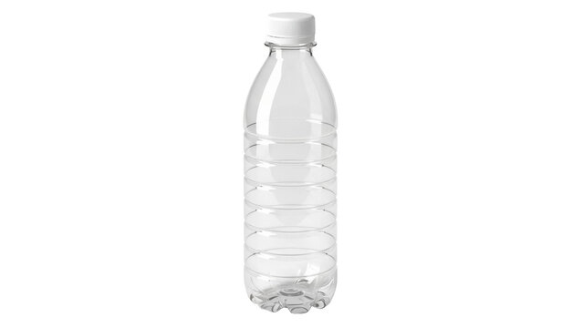 Empty transparent plastic water bottle isolated PNG, reusable container for hydration and refreshment on a transparent background