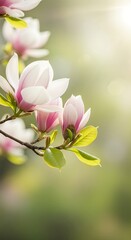 Obraz premium Pink and white magnolia flower blossoms.