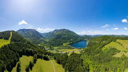 Lunzer See in Lower Austria surrounded by mountains and forest