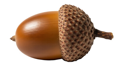 Brown acorn isolated PNG on transparent background, oak tree seed with cap for autumn and fall season design © Ana