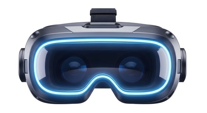 Sleek Virtual Reality Headset with Glowing Blue Lights for Immersive Digital Experiences