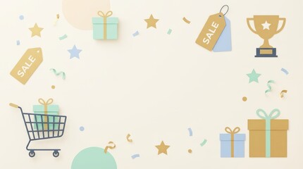Exciting sale event featuring gifts and prizes in a festive shopping environment with colorful decorations and celebratory atmosphere for ultimate holiday shopping experience