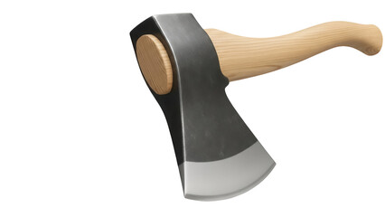 Axe with wooden handle isolated PNG on transparent background, camping tool for chopping wood and outdoor activities