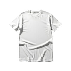 Fototapeta premium Blank t shirt mockup isolated on transparent background with creases, white short sleeve t-shirt template, realistic 3d rendering, soft material, wrinkled apparel for design presentation