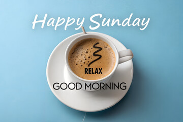 Happy sunday good morning with a warm cup of coffee and a gentle reminder to relax Vector