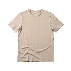 Naklejka premium Clean beige t-shirt flat lay, detailed 3d render of casual short sleeve garment on transparent background for fashion
