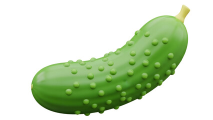 Shiny 3D-rendered green cucumber vegetable on transparent background